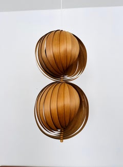 Wooden Double Moon Pendant Lamp