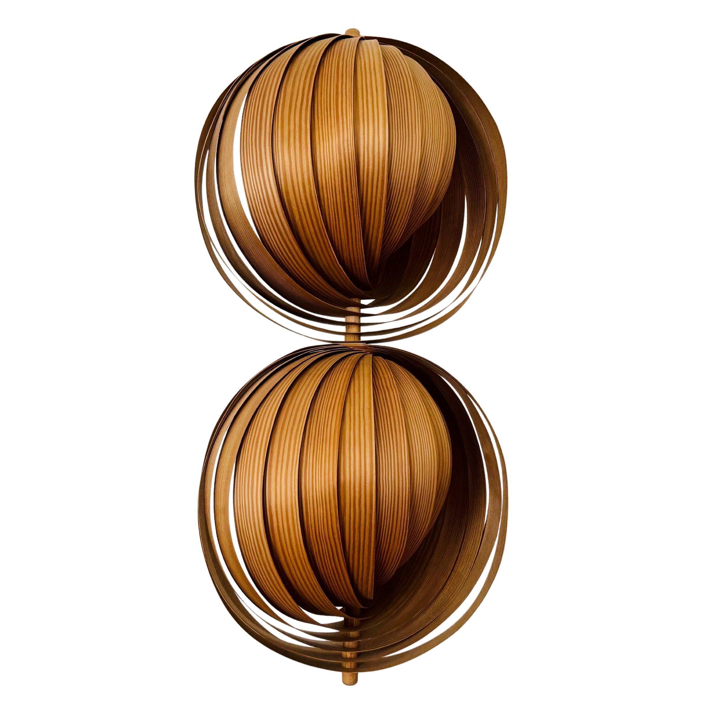 Wooden Double Moon Pendant Lamp