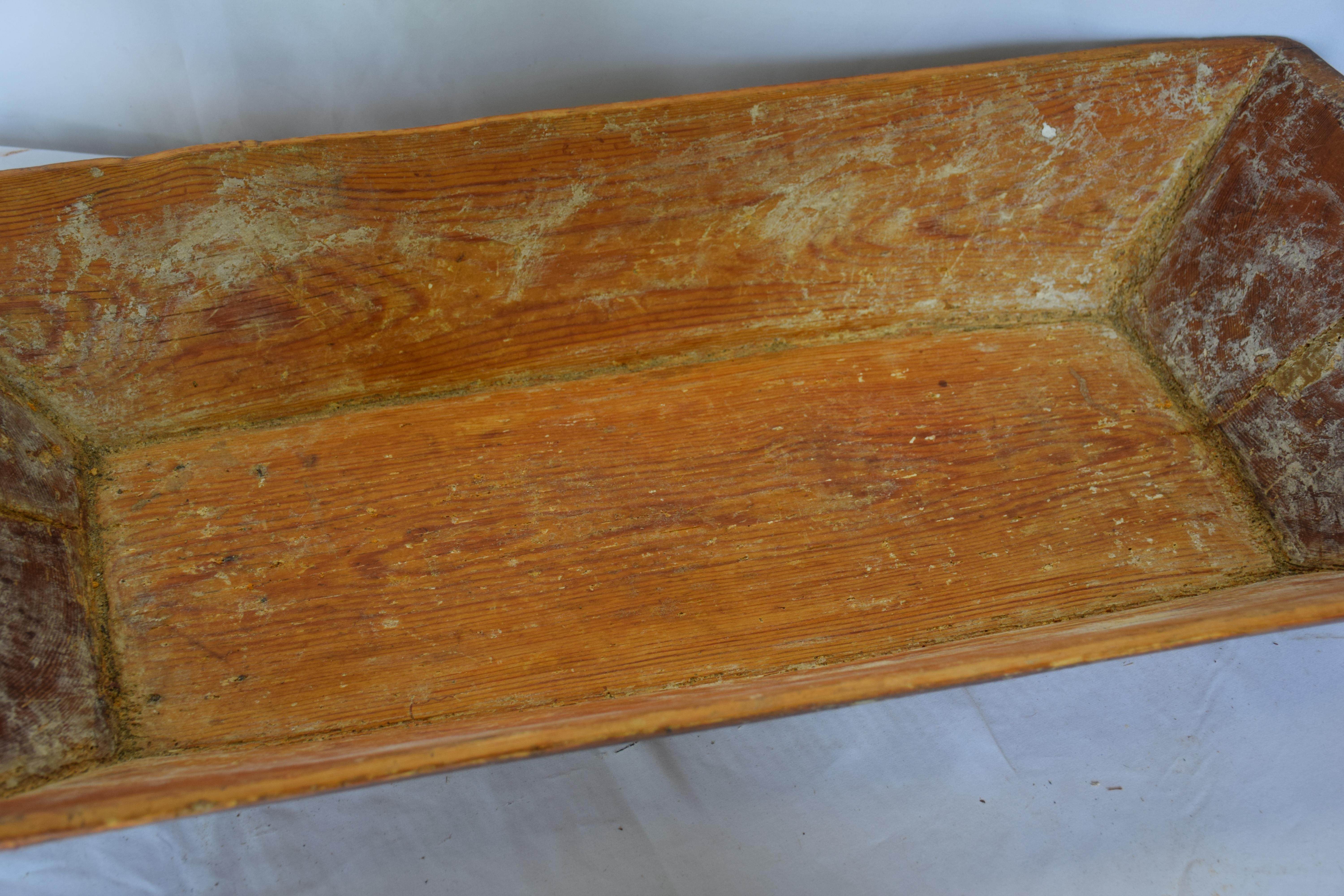 French Wooden Dough Bowl Trough, 1900s For Sale