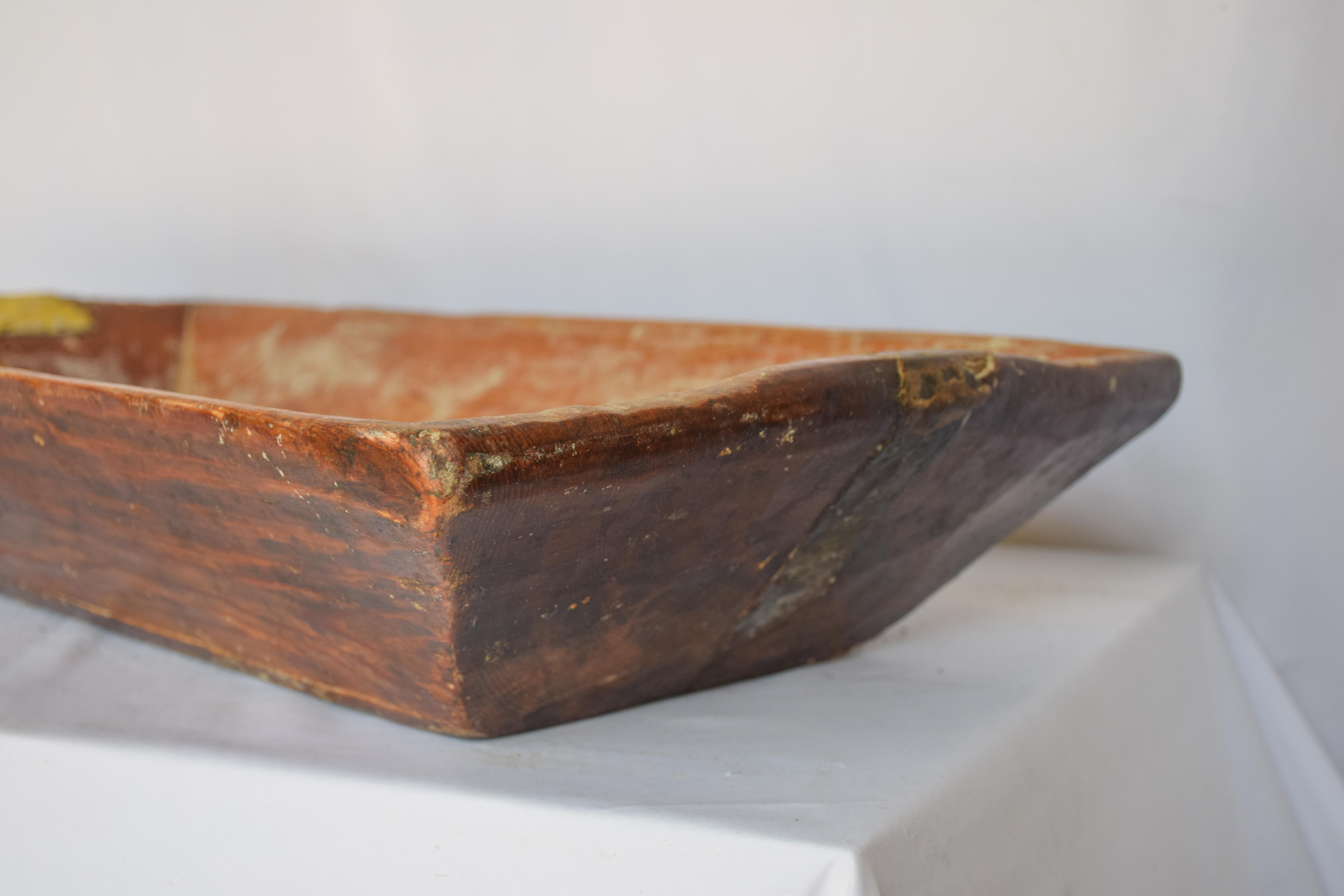 Metal Wooden Dough Bowl Trough, 1900s For Sale