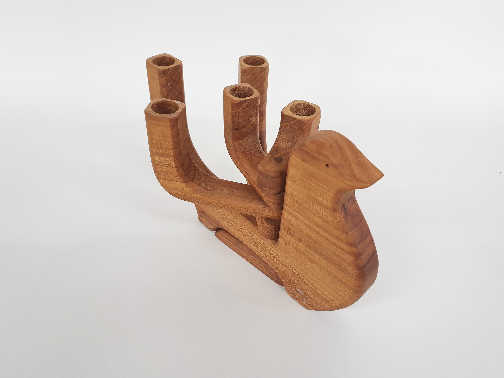 Wooden Dove Candelabra by Taitra, Uppsala, Sweden 5