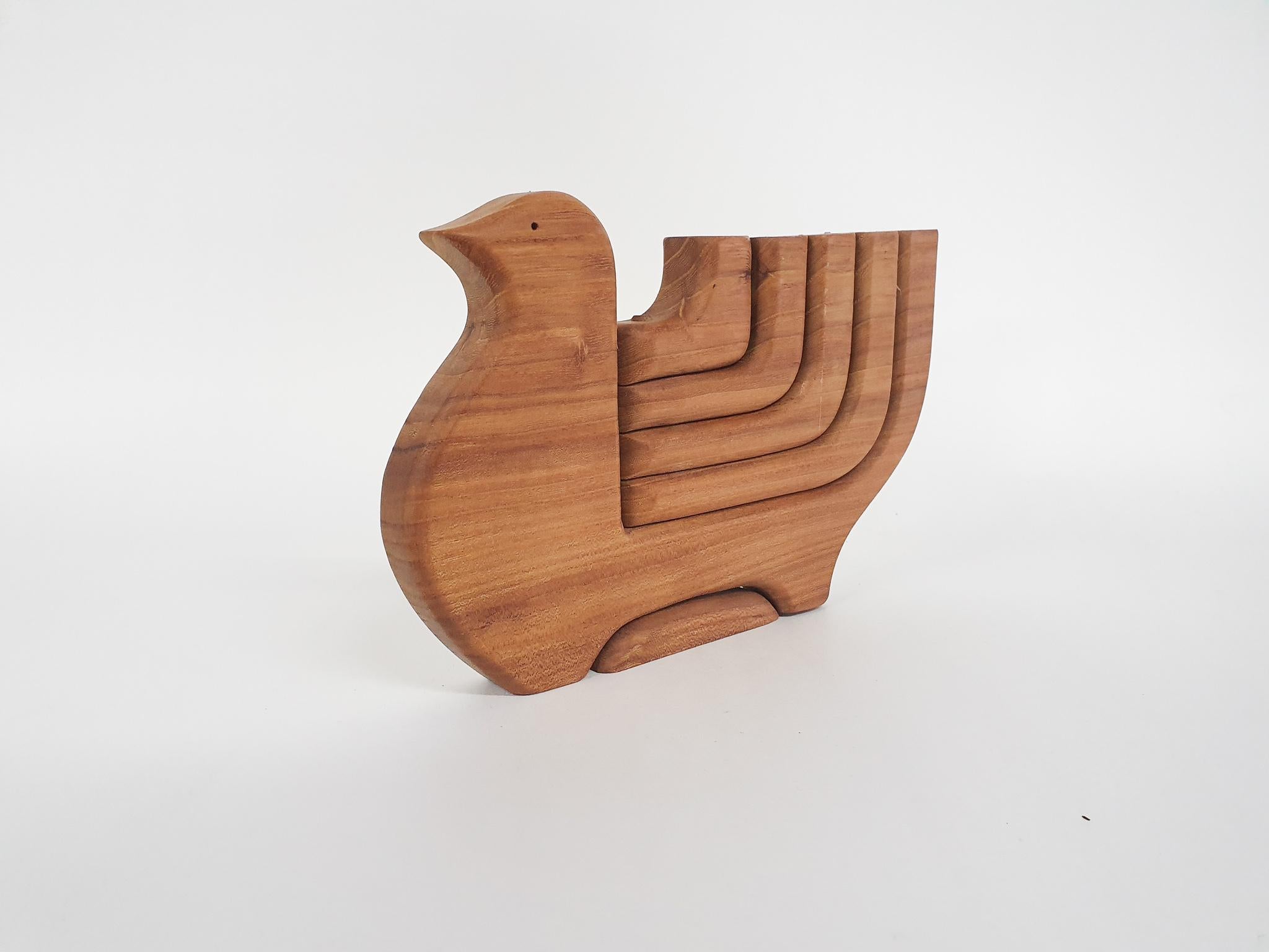 Swedish Wooden Dove Candelabra by Taitra, Uppsala, Sweden