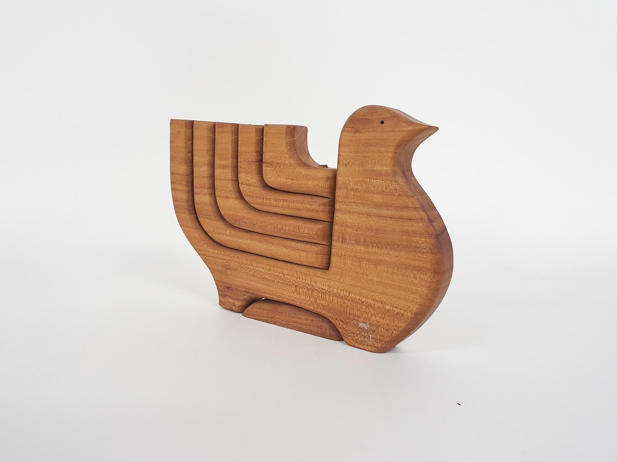 Wooden Dove Candelabra by Taitra, Uppsala, Sweden 1