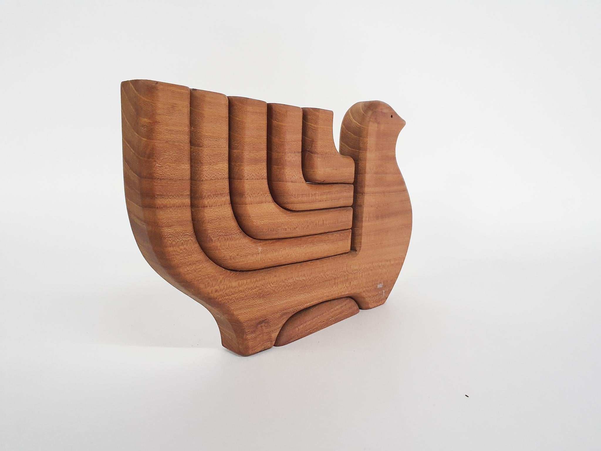 Wooden Dove Candelabra by Taitra, Uppsala, Sweden 2