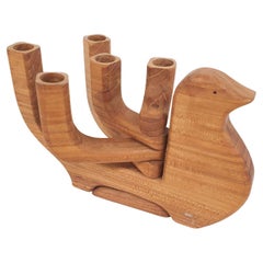 Wooden Dove Candelabra by Taitra, Uppsala, Sweden