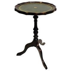 Wooden Drinks Table with Tooled Leather Top