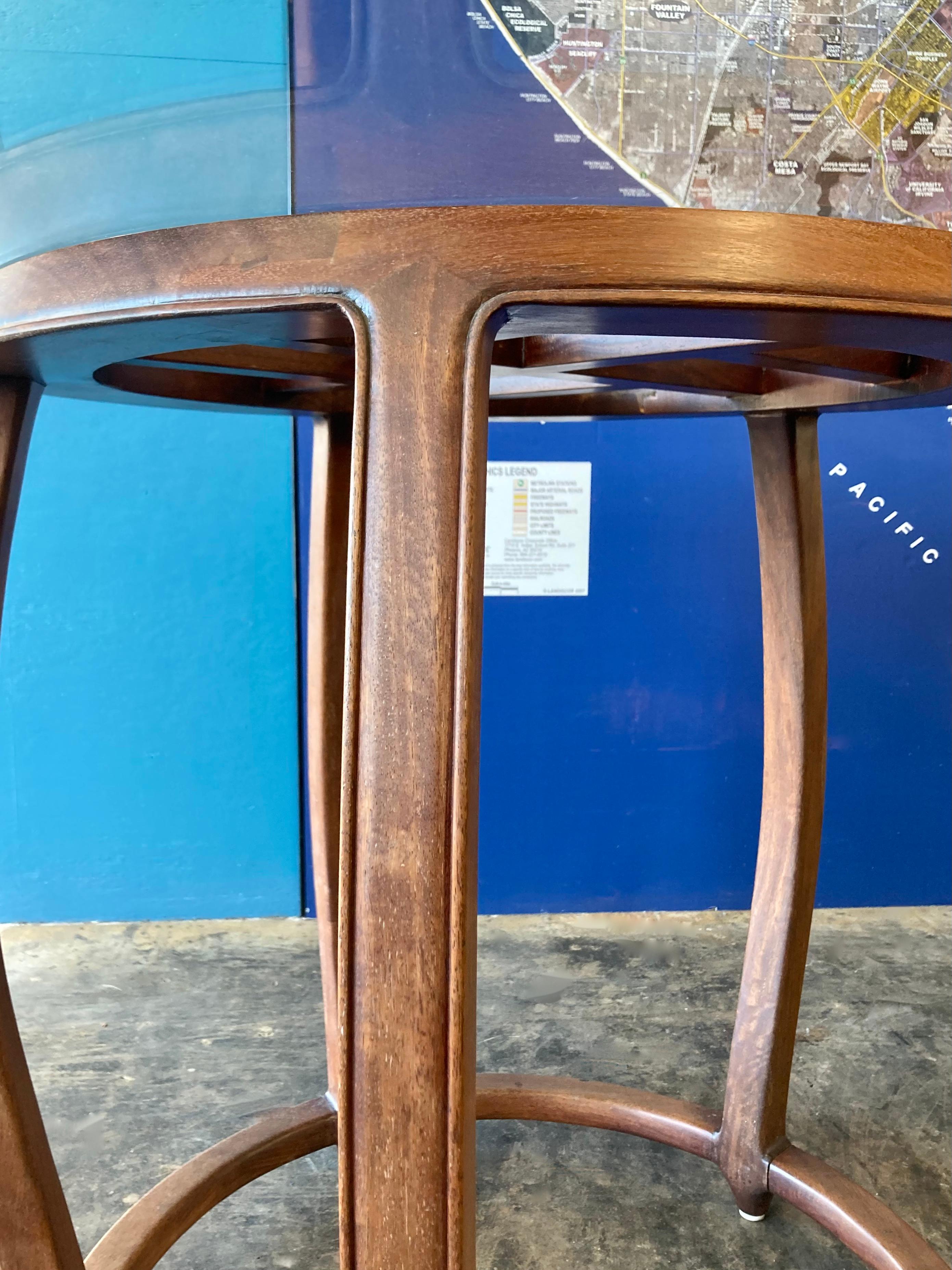 Chinese Wooden Drum Frame Table with Beveled Glass Top For Sale