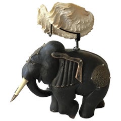 Wooden Elephant with Clam Shell