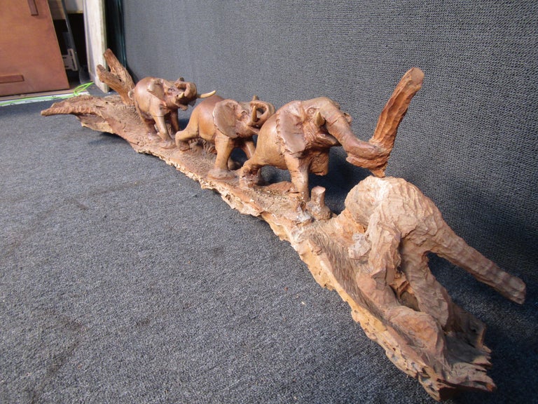 Wooden Elephants Sculpture For Sale at 1stDibs