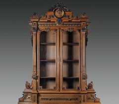 Wooden & Enameled Display Sideboard Attributed to H.A Fourdinois, France, c1867