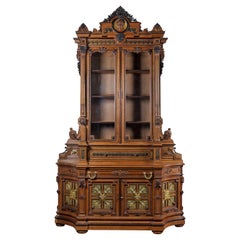Wooden & Enameled Display Sideboard Attributed to H.A Fourdinois, France, c1867