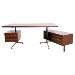 Vintage Wooden Executive Desk by Osvaldo Borsani for Tecno Milano, Italy, 1970s