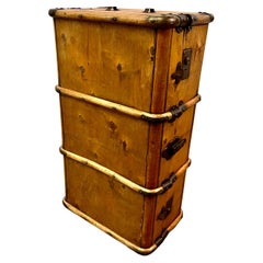 Antique Wooden Exterior Luggage with Wooden and Brass Fittings and Closures