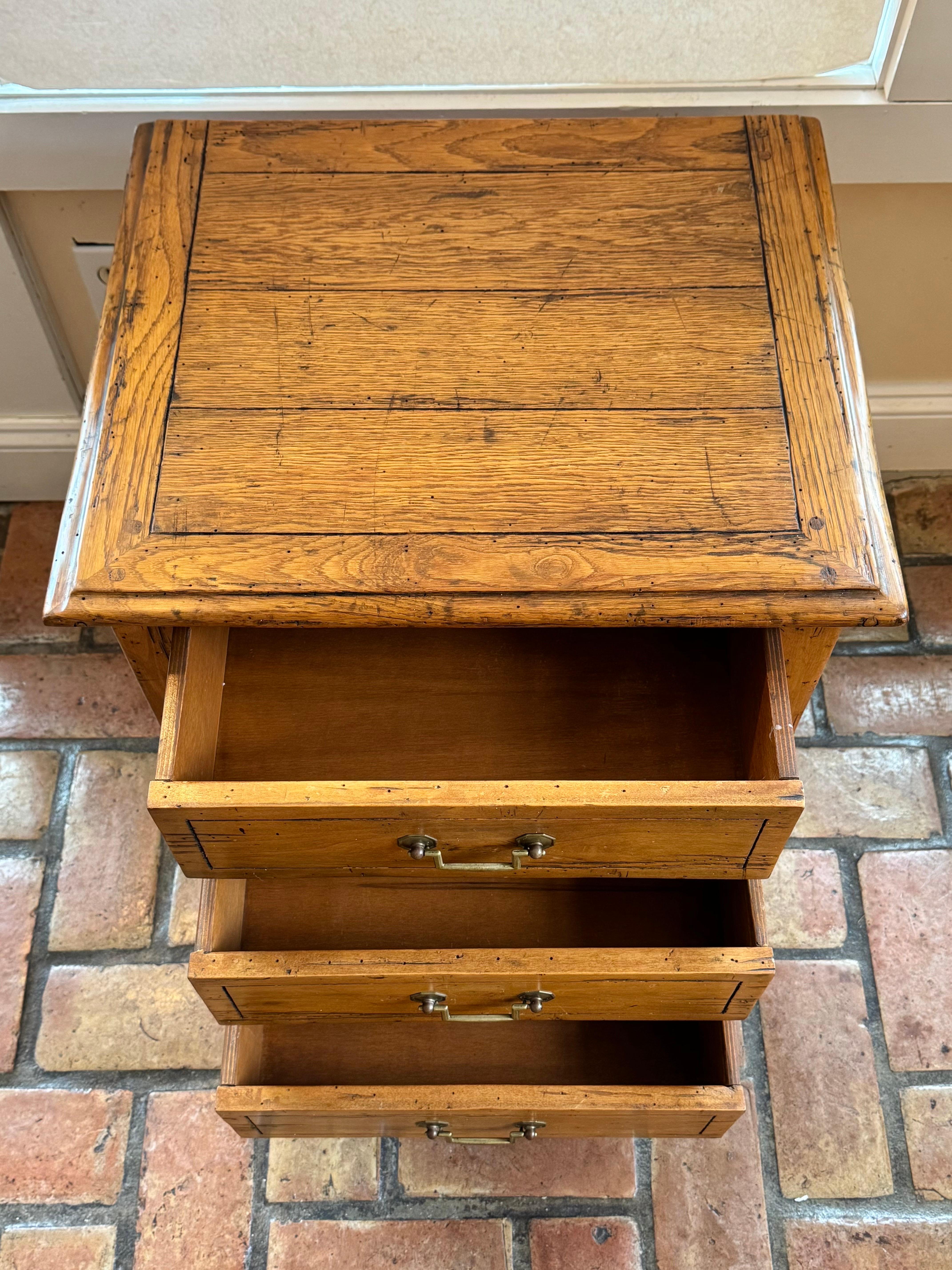 Wooden Farmhouse Three drawer Chest For Sale 6
