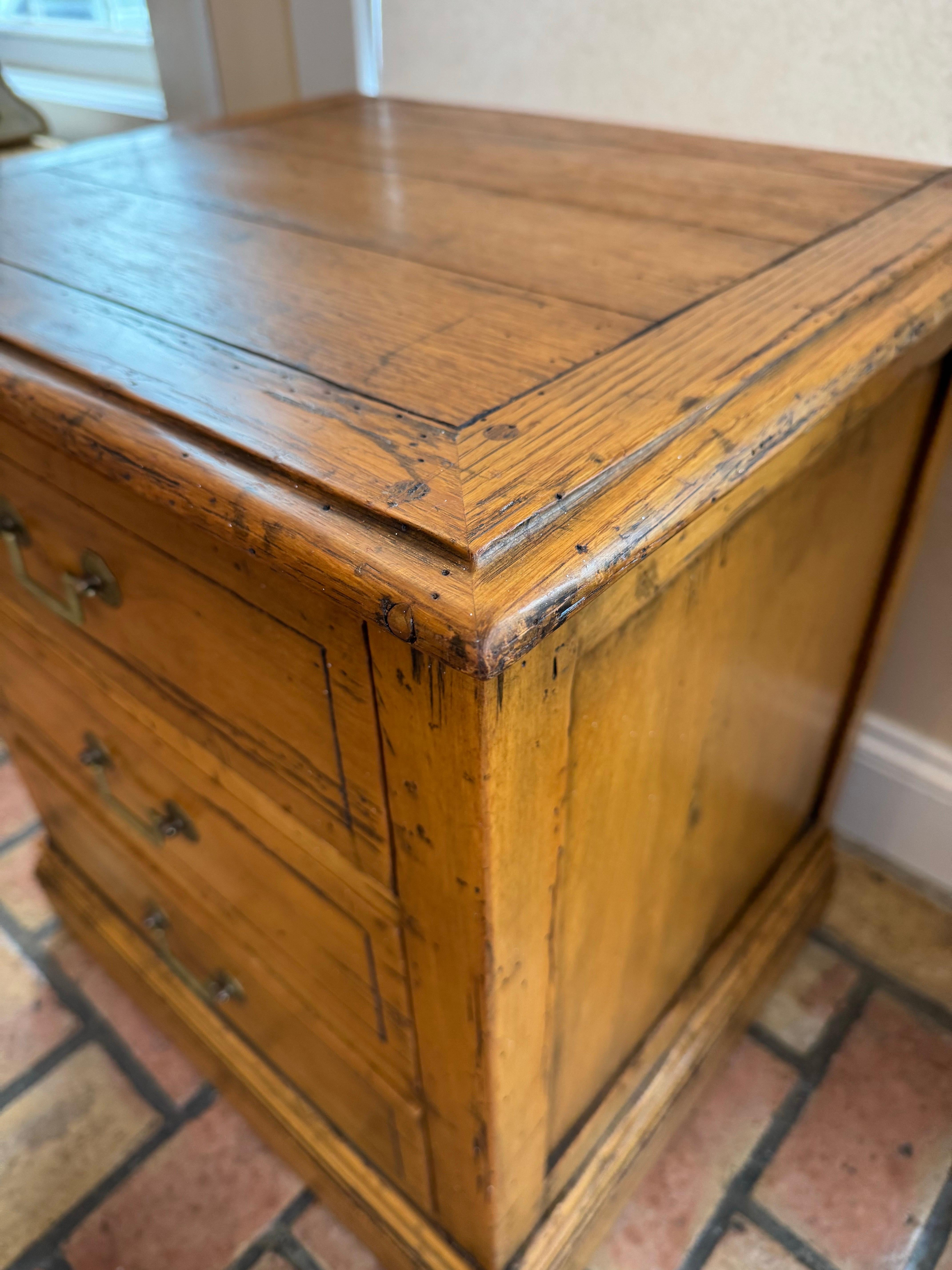 Wooden Farmhouse Three drawer Chest For Sale 13