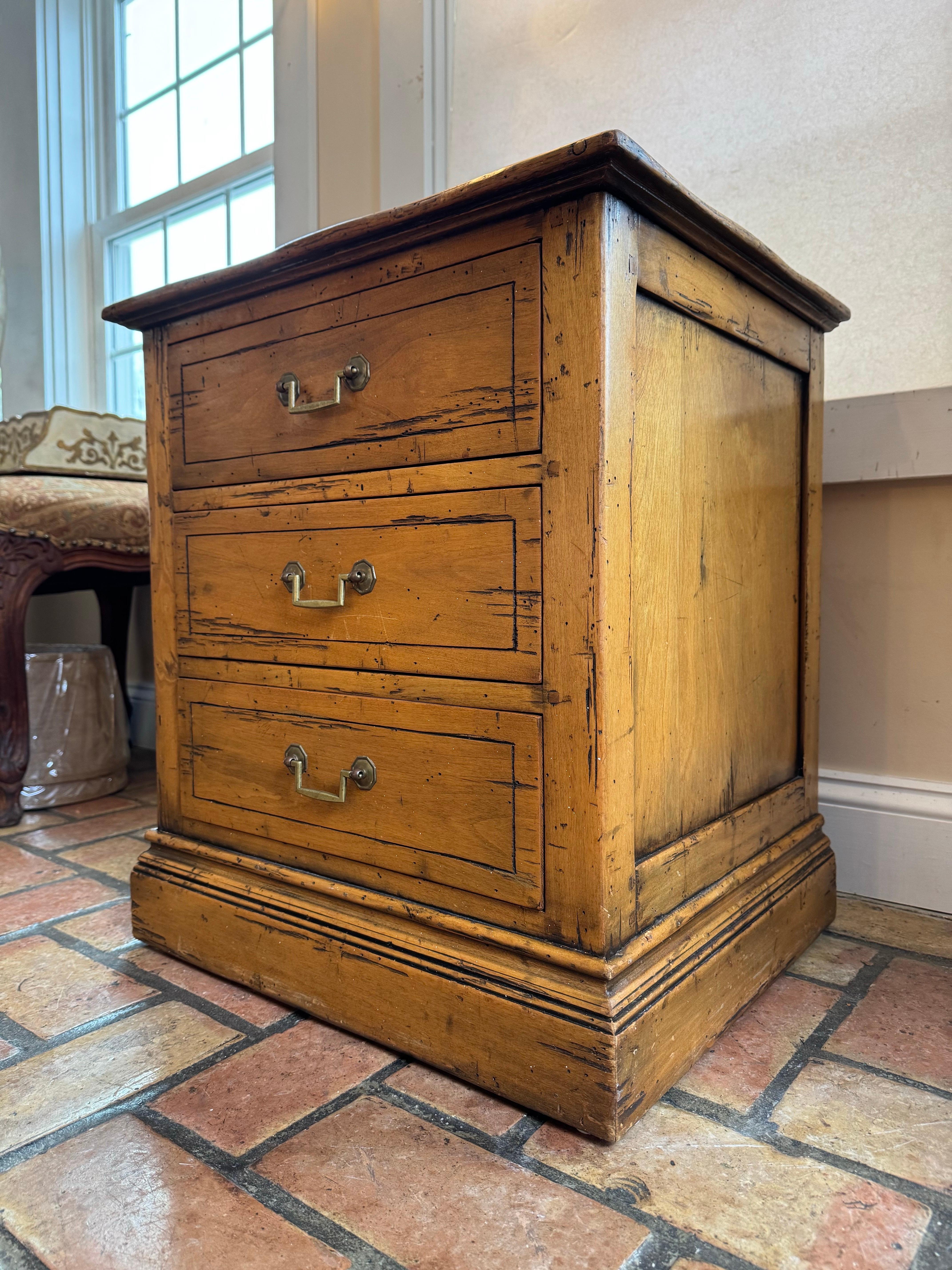 Wooden Farmhouse Three drawer Chest For Sale 1
