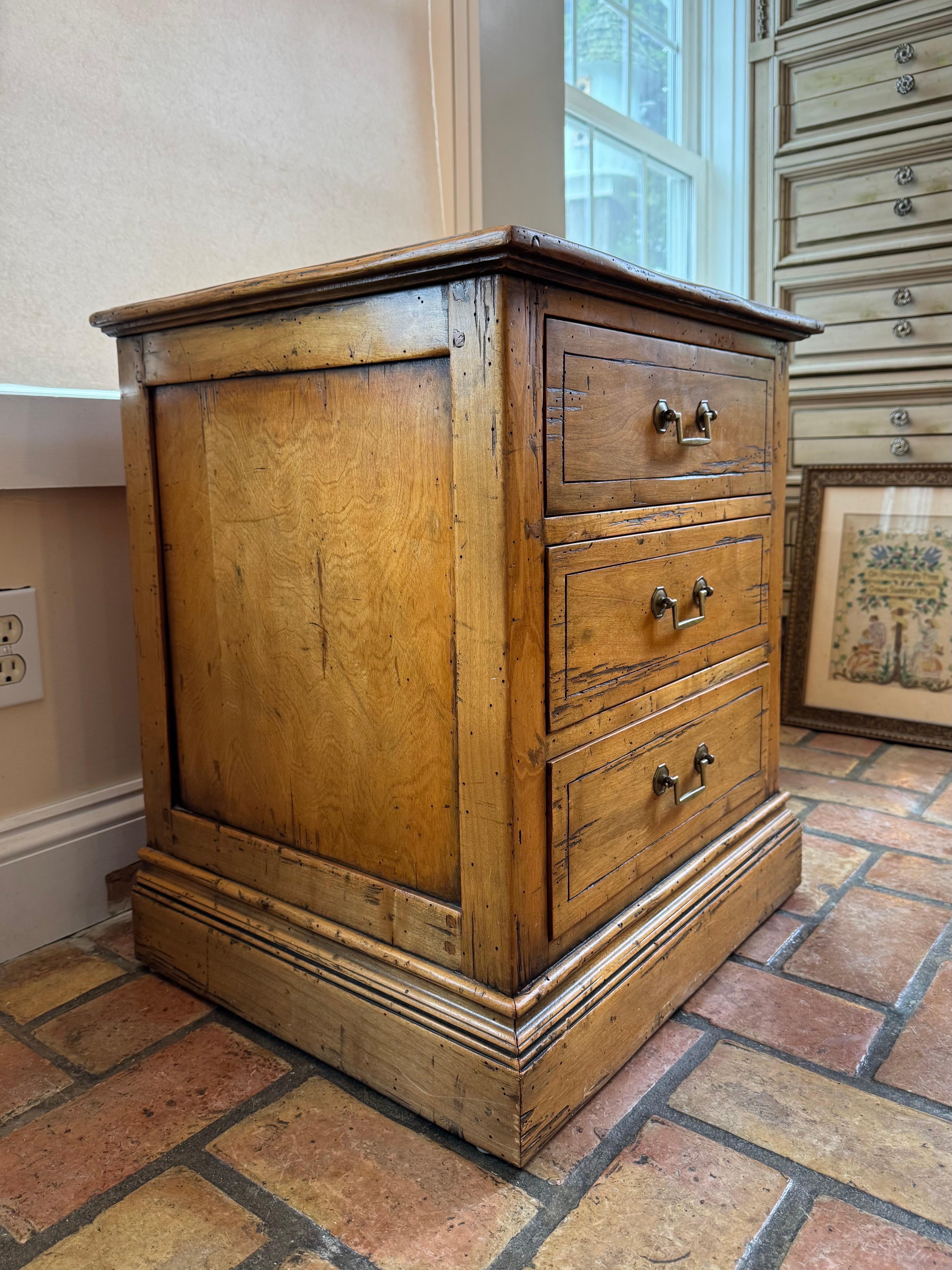 Wooden Farmhouse Three drawer Chest For Sale 2