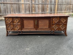 Wooden Faux Bamboo and Wicker TV Stand