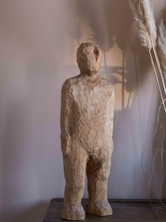Grande scultura figurativa intagliata a mano, legno di betulla circa 1980