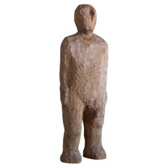 Grande sculpture figurative sculptée à la main, en bois de bouleau vers 1980