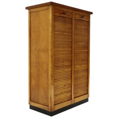 Used Wooden Filing Cabinet with Rolling Shutter, 1930s