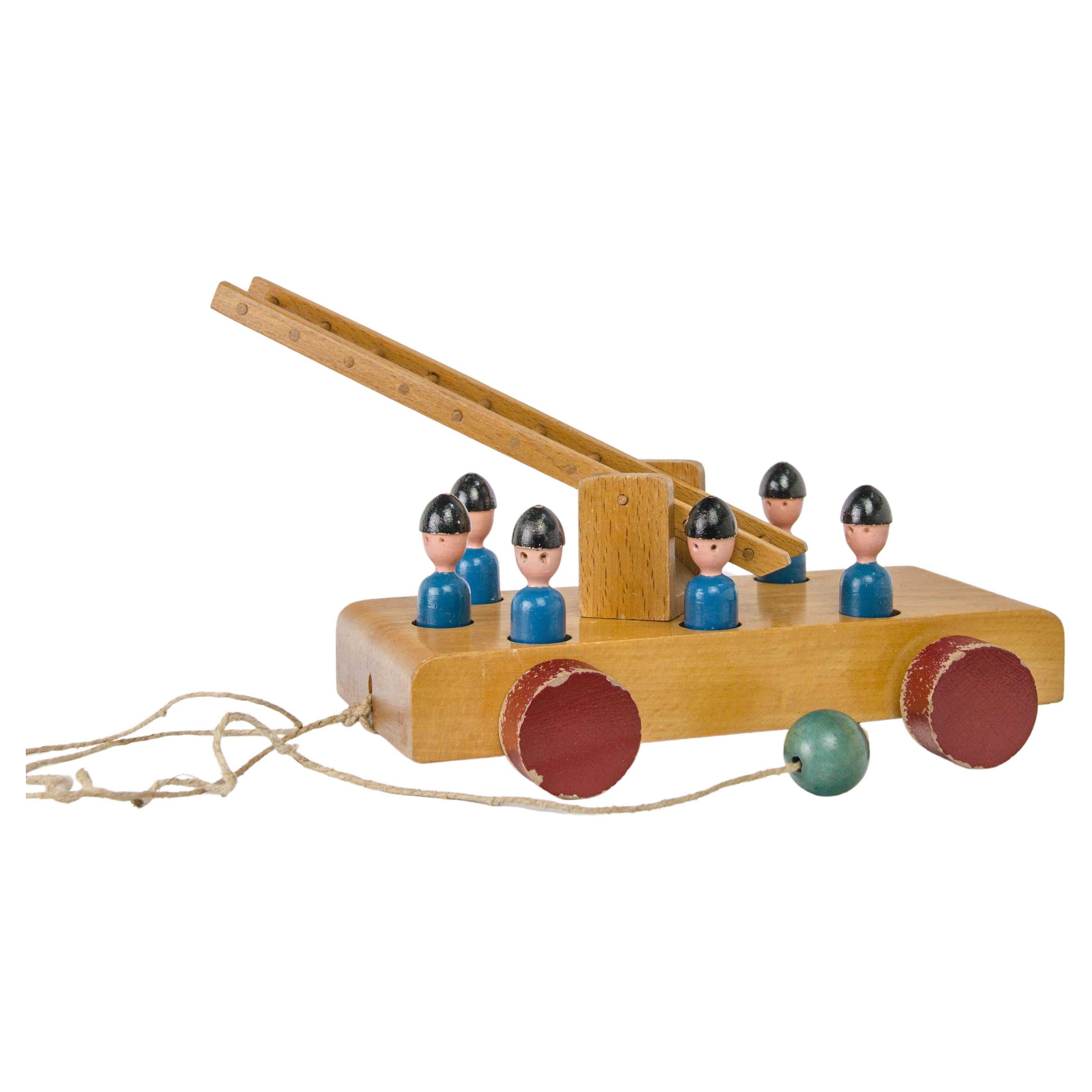 Wooden Firefighters Truck by Kay Bojesen, 1960s For Sale