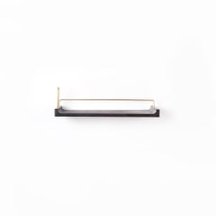 Scaffale galleggiante in legno di medie dimensioni, Oak, con dettagli in oro invecchiato