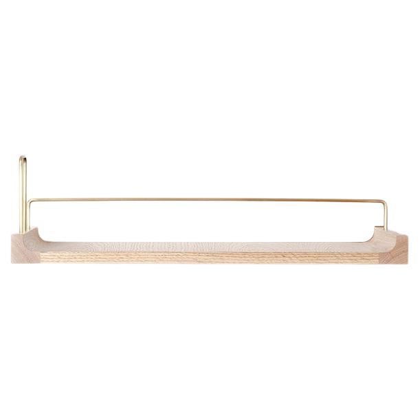 Wooden Floating Shelf – Medium Size, Oak, with Aged Gold Details