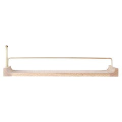 Wooden Floating Shelf – Medium Size, Oak, with Aged Gold Details