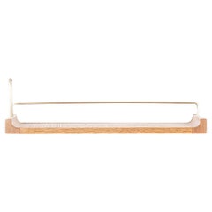Wooden Floating Shelf – Medium Size, Oak, with Aged Gold Details
