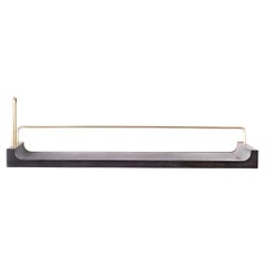 Wooden Floating Shelf – Medium Size, Oak, with Aged Gold Details