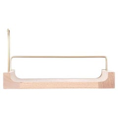 Wooden Floating Shelf – Small Size, Oak, with Aged Gold Details