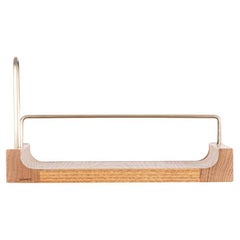 Wooden Floating Shelf – Small Size, Oak, with Aged Gold Details