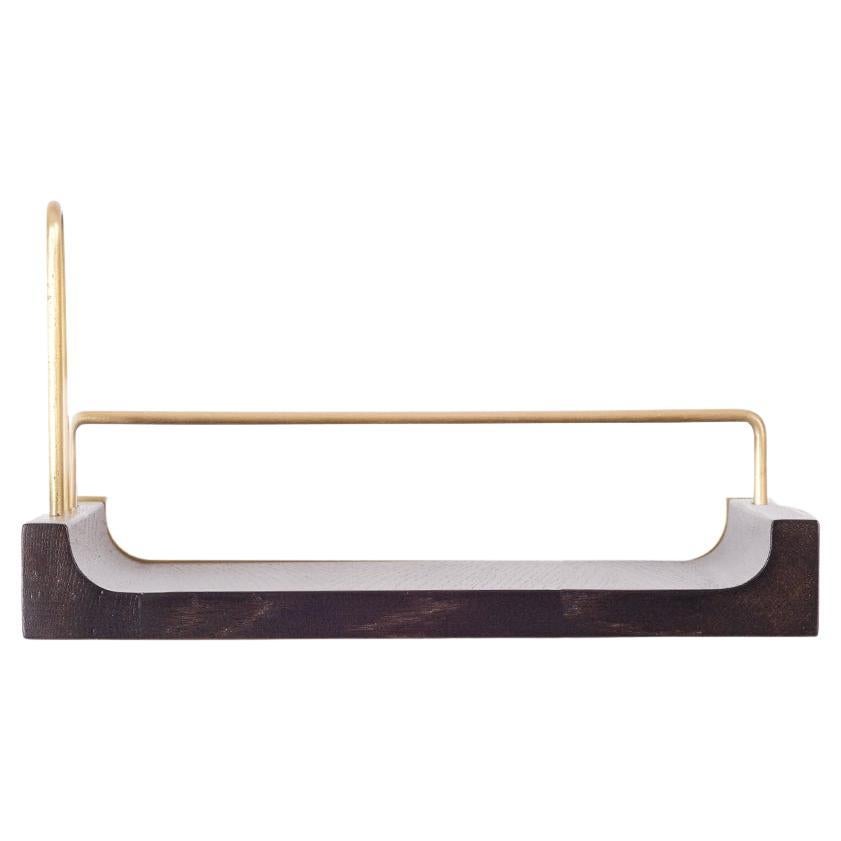 Wooden Floating Shelf – Small Size, Oak, with Aged Gold Details
