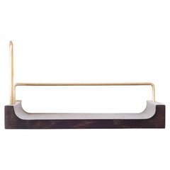 Wooden Floating Shelf – Small Size, Oak, with Aged Gold Details