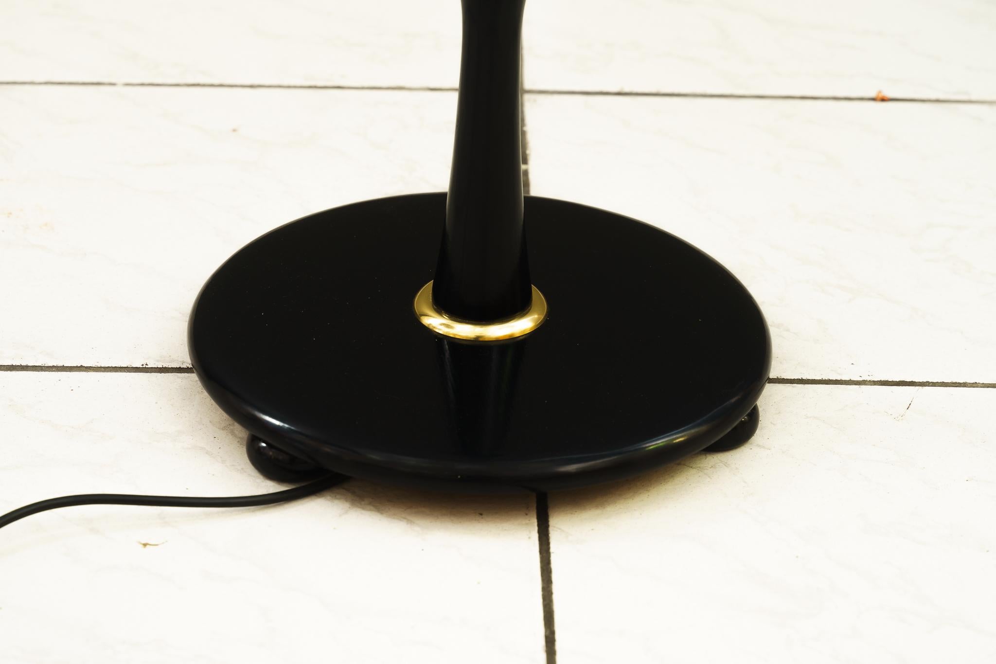 Blackened Wooden floor lamp vienna around 1960s For Sale