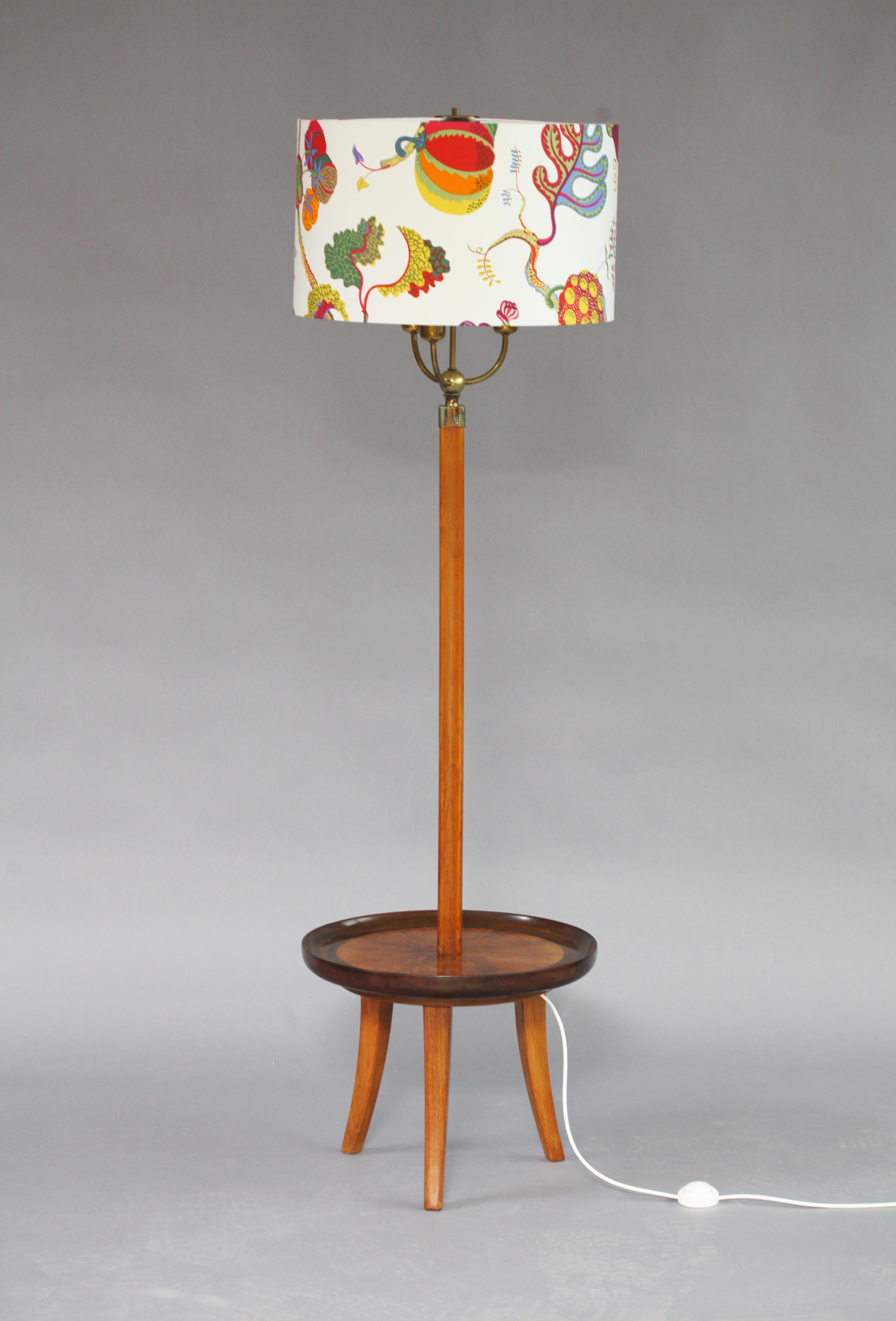 Brass Wooden Floor Lamp Attributed Josef Frank Vienna 1950