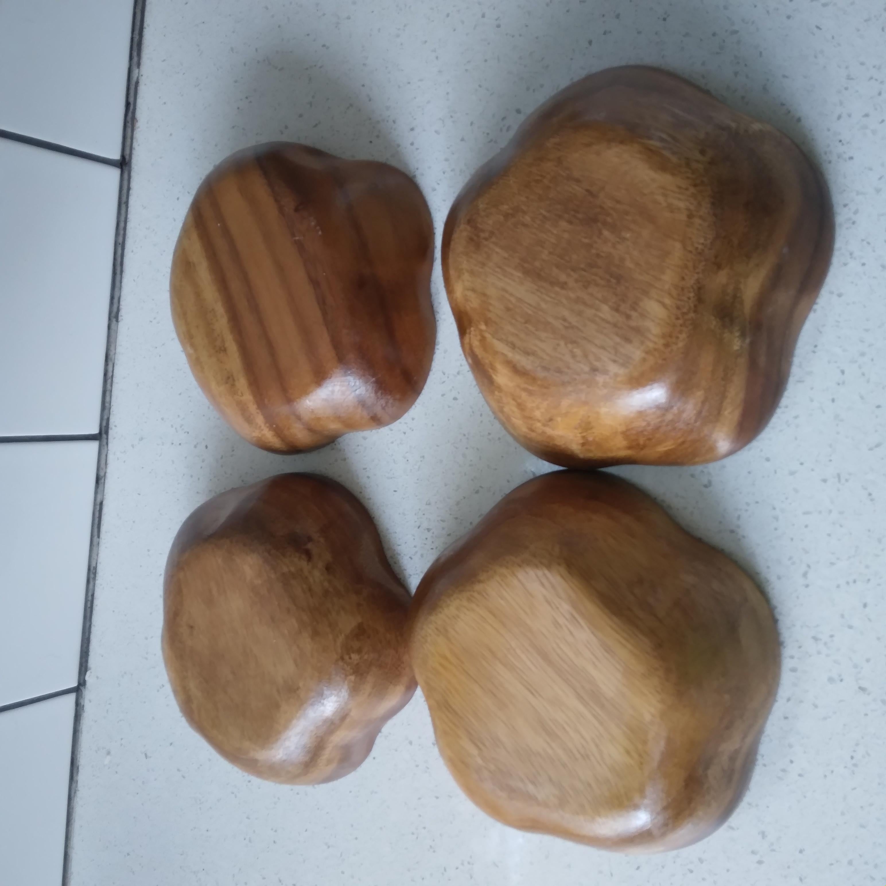 20th Century Wooden Flower Shaped Bowls - set of four For Sale