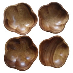 Wooden Flower Shaped Bowls - set of four