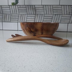 Wooden Flower Shaped Salad Bowl with Servers