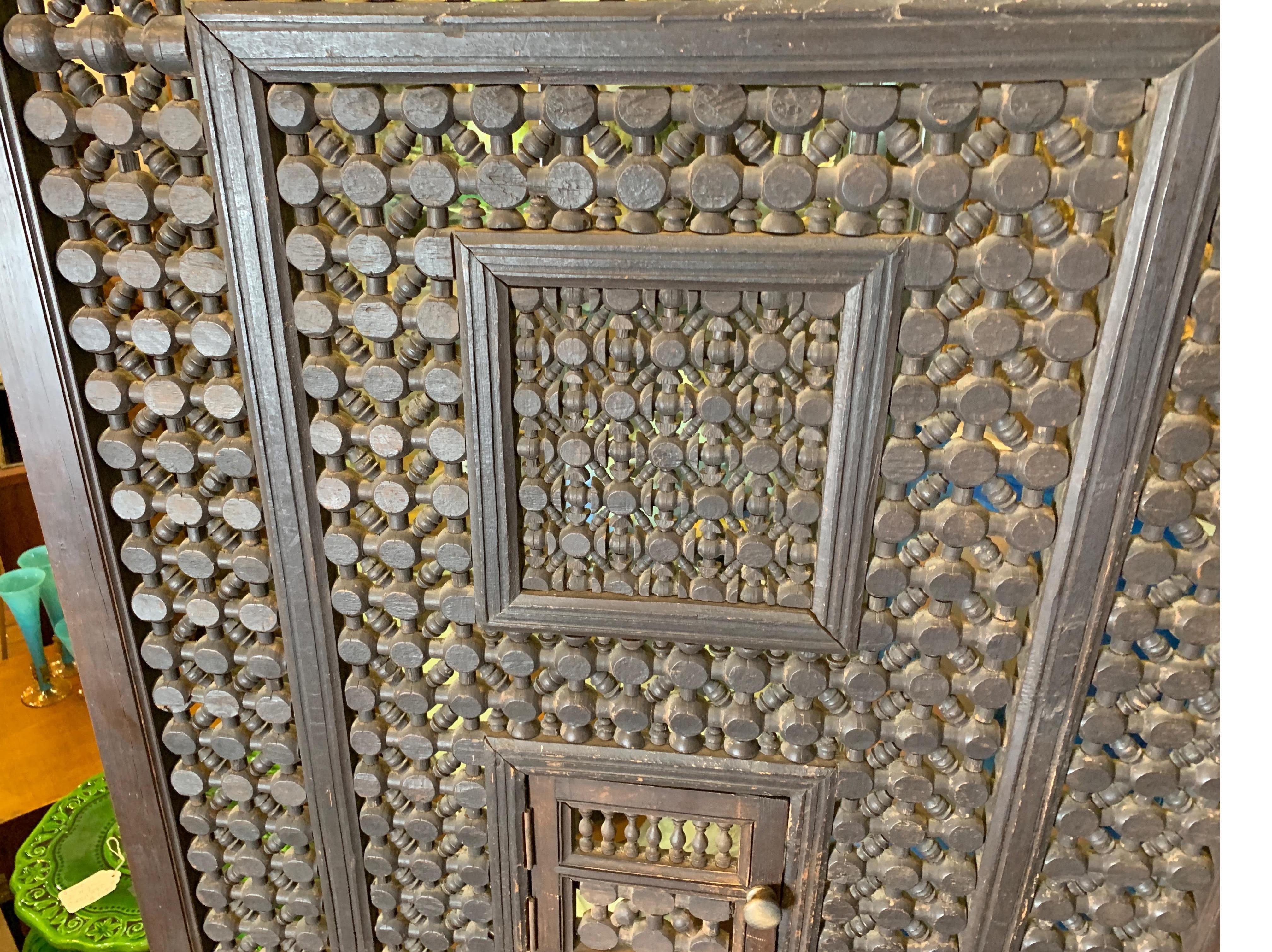 Wooden Folding Screen Made from 19th Century Harem Door Panels 2