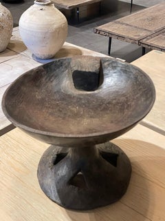 Wooden Footed Food Offering Bowl, India, 19th Century