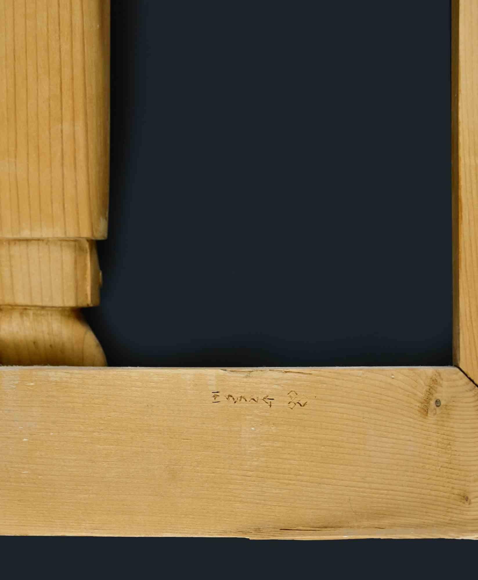 Creative wooden frame realized in 1980s.

Engraved signature.

Very good condition.