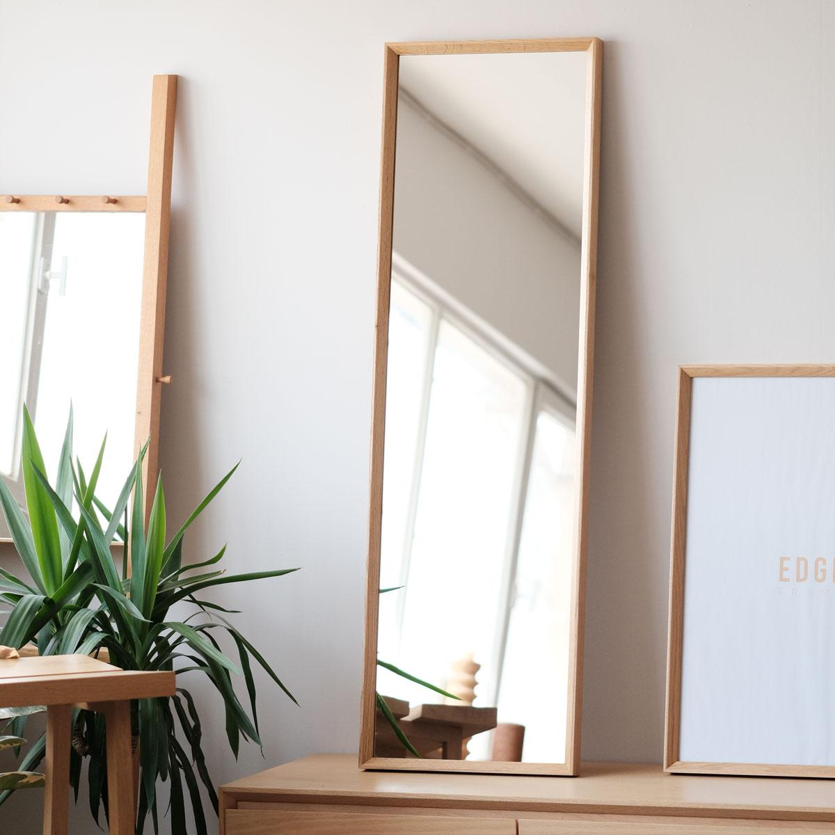 Fatto a mano Specchio con cornice in legno - Lungo - REGOLARE in vendita