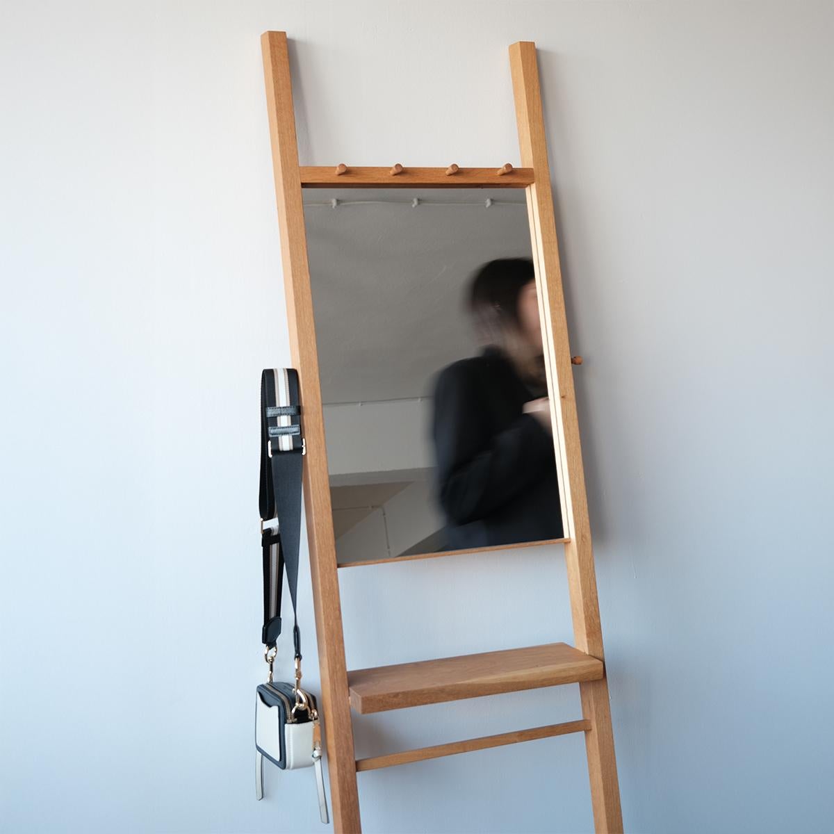 Hand-Crafted Wooden Framed Organizer Mirror For Sale