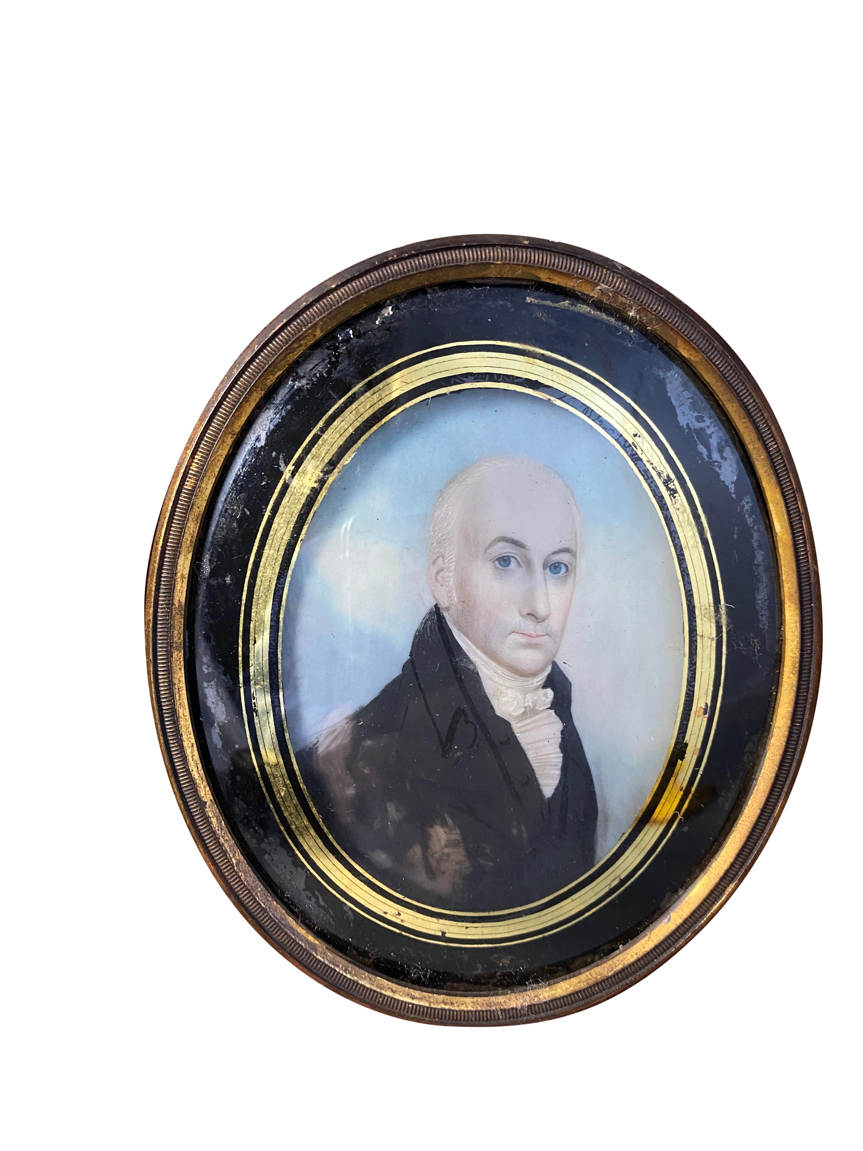 Victorian Wooden-Framed Painting of an English Gentleman, 18th Century For Sale