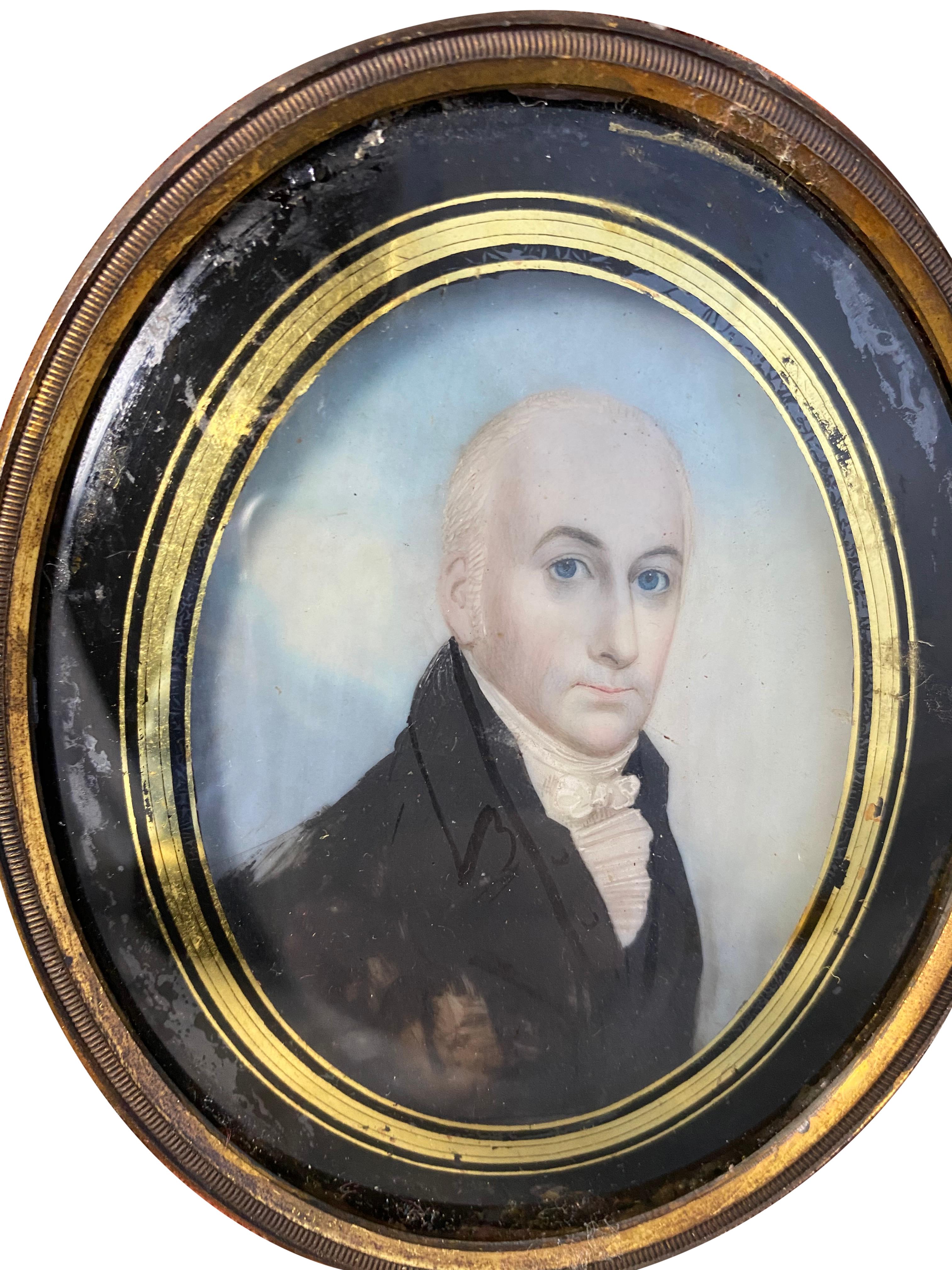 British Wooden-Framed Painting of an English Gentleman, 18th Century For Sale