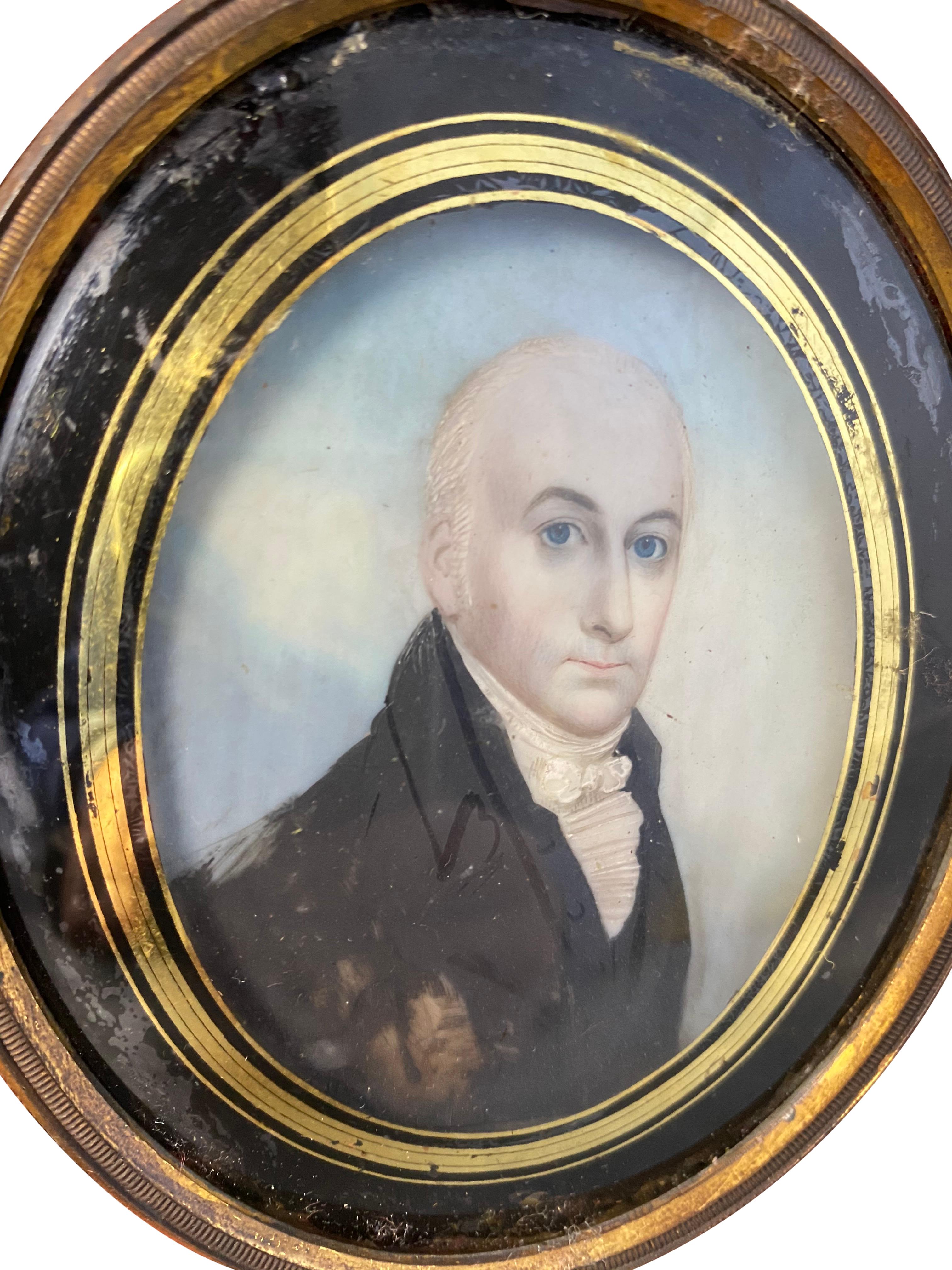 Hand-Crafted Wooden-Framed Painting of an English Gentleman, 18th Century For Sale