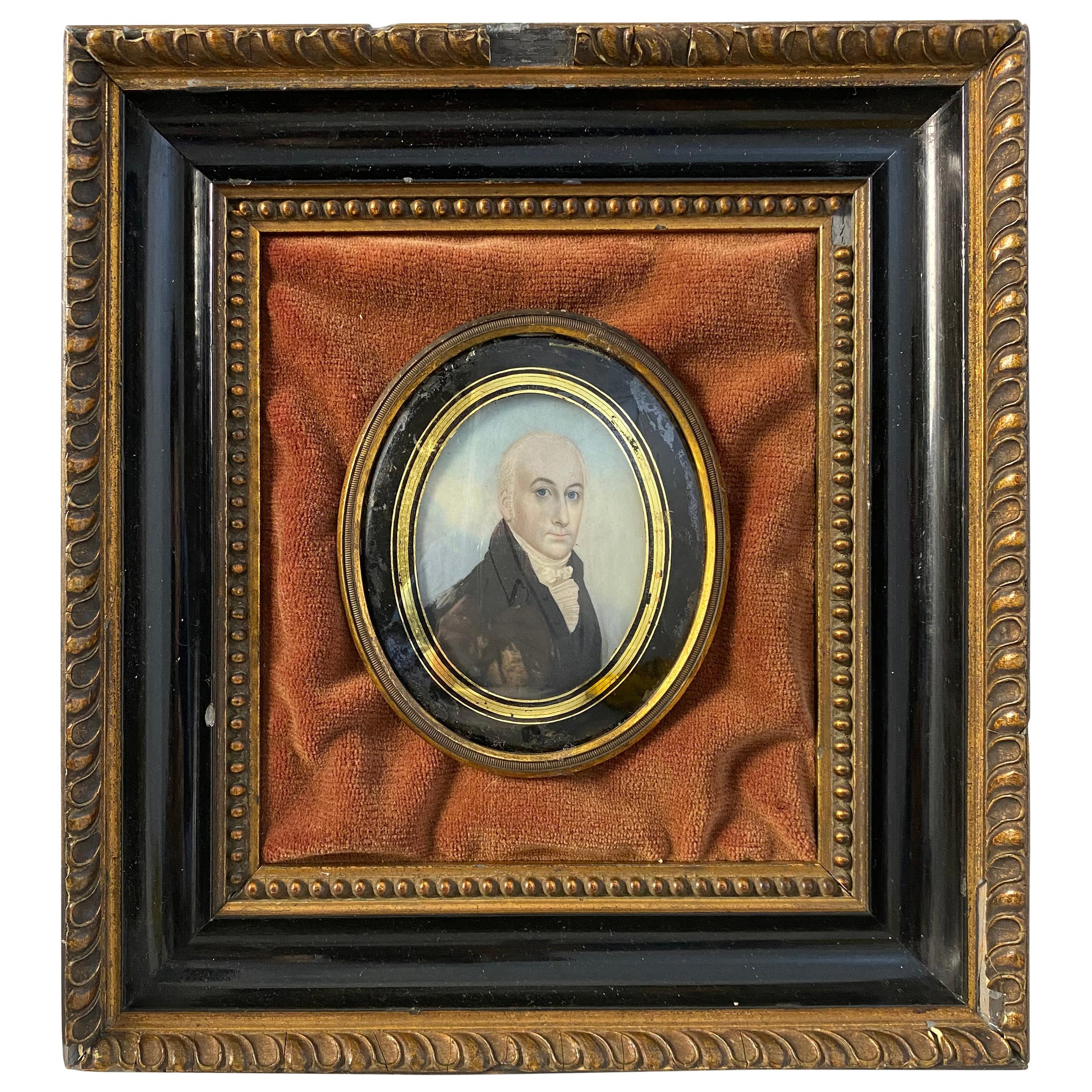 Wooden-Framed Painting of an English Gentleman, 18th Century For Sale