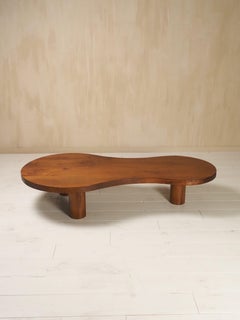 Wooden French organic coffee table, 1970's